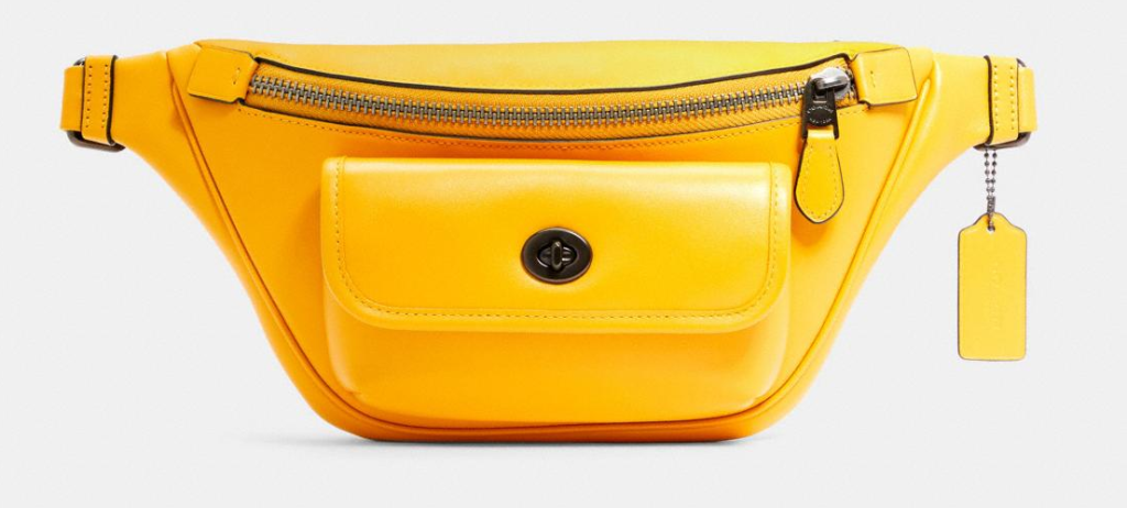 yellow COACH Belt Bag