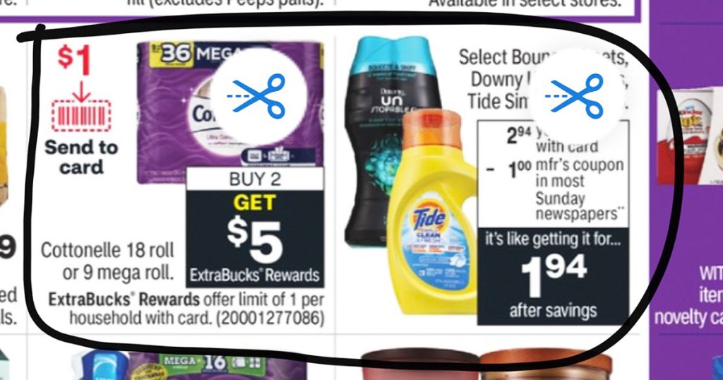 cvs ad with items circled