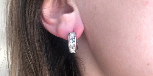 Cate & Chloe 18K Gold-Plated Hoop Earrings w/ Swarovski Crystals JUST $16.80 Shipped