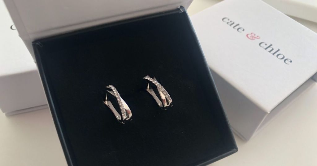 pair of earrings in a gift box