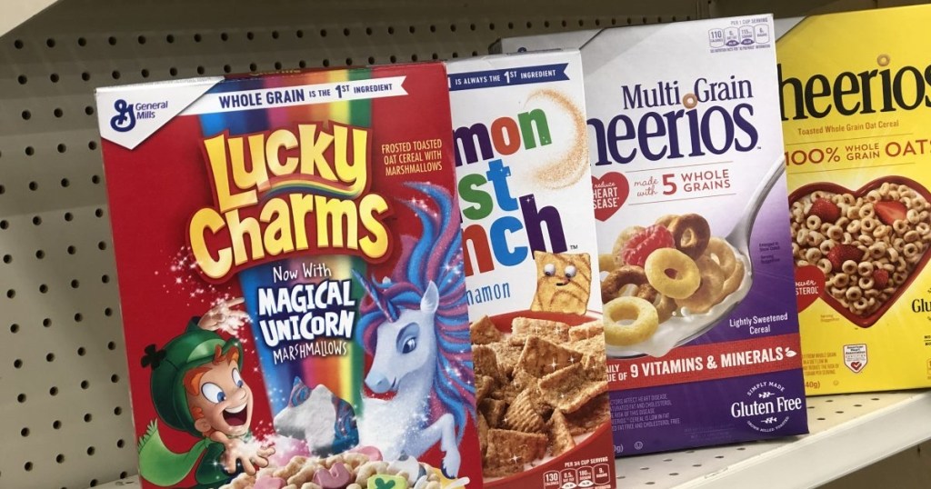 General Mills Cereals on shelf at store