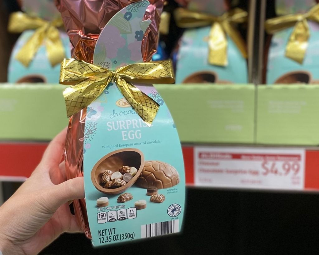 hand holding Choceur Surprise Egg in store