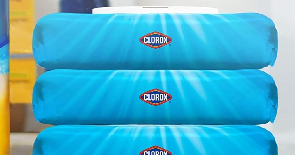 stack of Clorox wipes