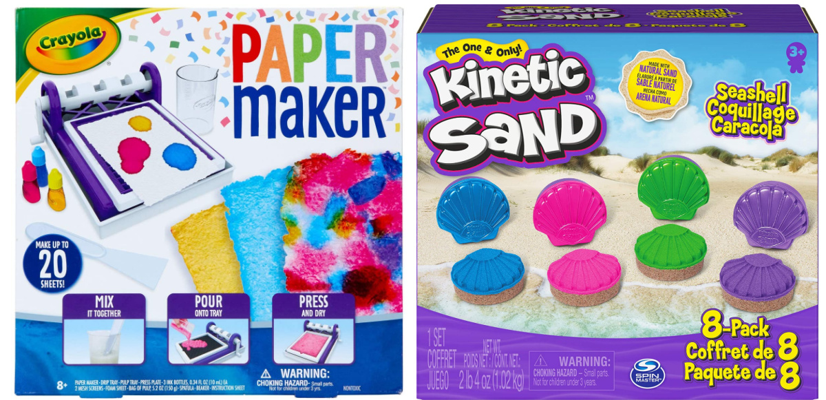 Crayola Paper Maker and Kinetic Sand Seashell Kits