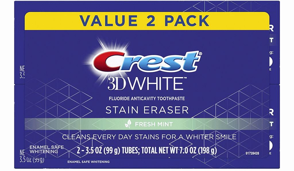 two pack of crest 3d white toothpaste in fresh mint flavor