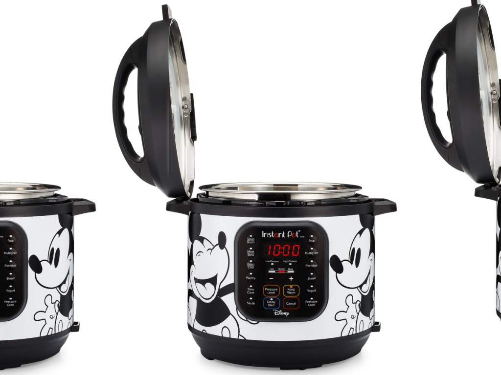 Mickey Mouse themed pressure cooker with lid open