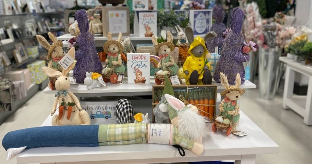 Easter Bunny Decor on table in store