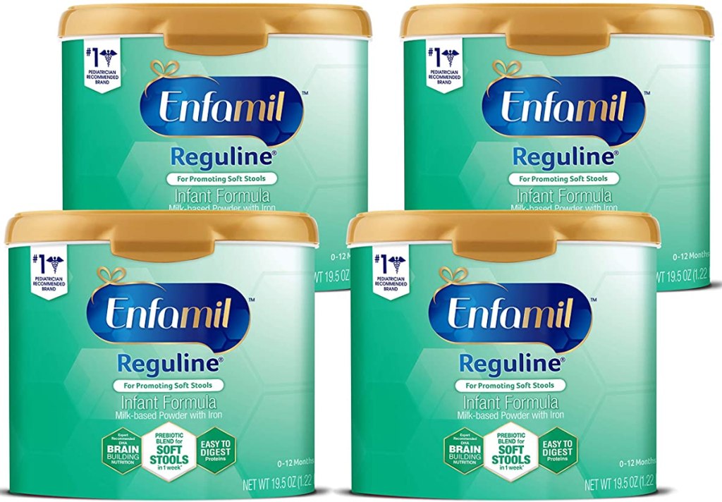 four containers of Enfamil Reguline