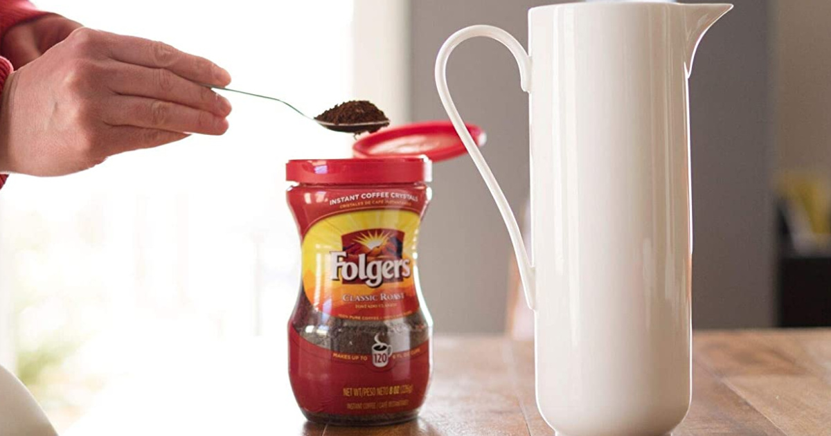 Folgers Classic Roast Instant Coffee Crystals 8-Ounces Jar