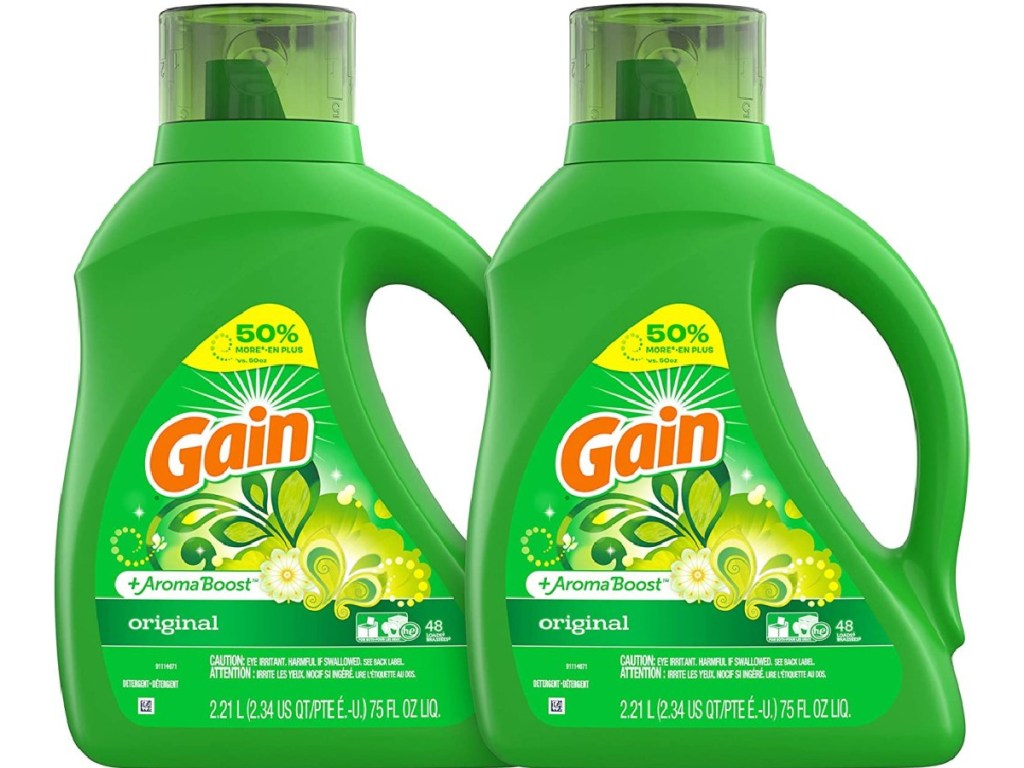 2 bottles of gain laundry detergent