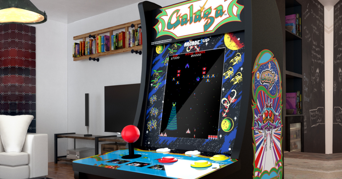 Galaga Arcade Machine in a living room