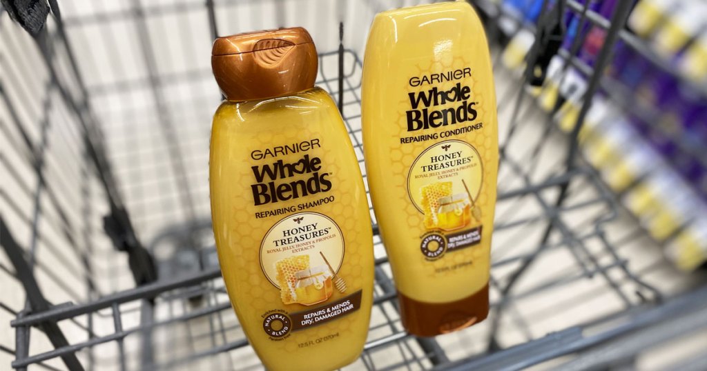 garnier whole blends shampoo and conditioner in walgreens shopping cart