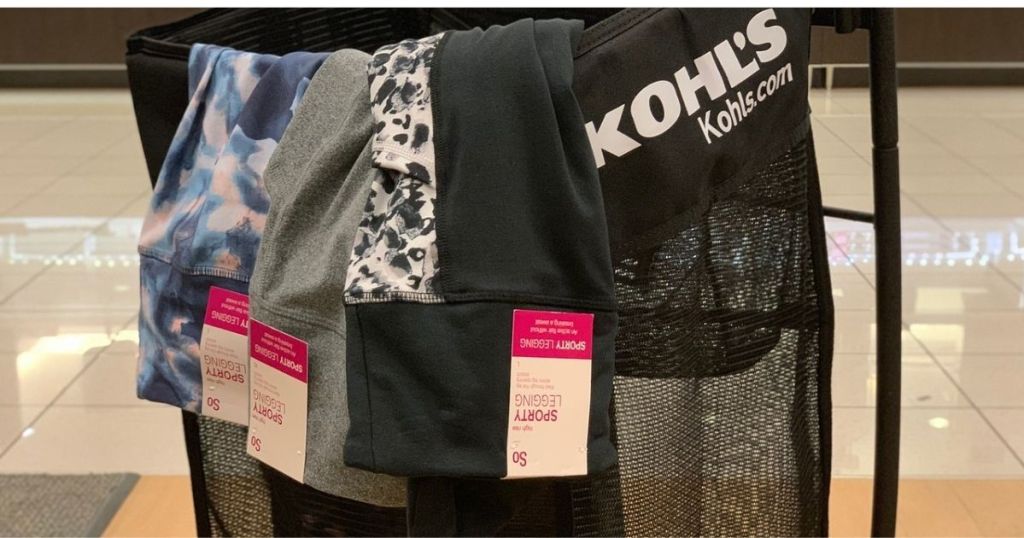 women's leggings on a Kohl's cart