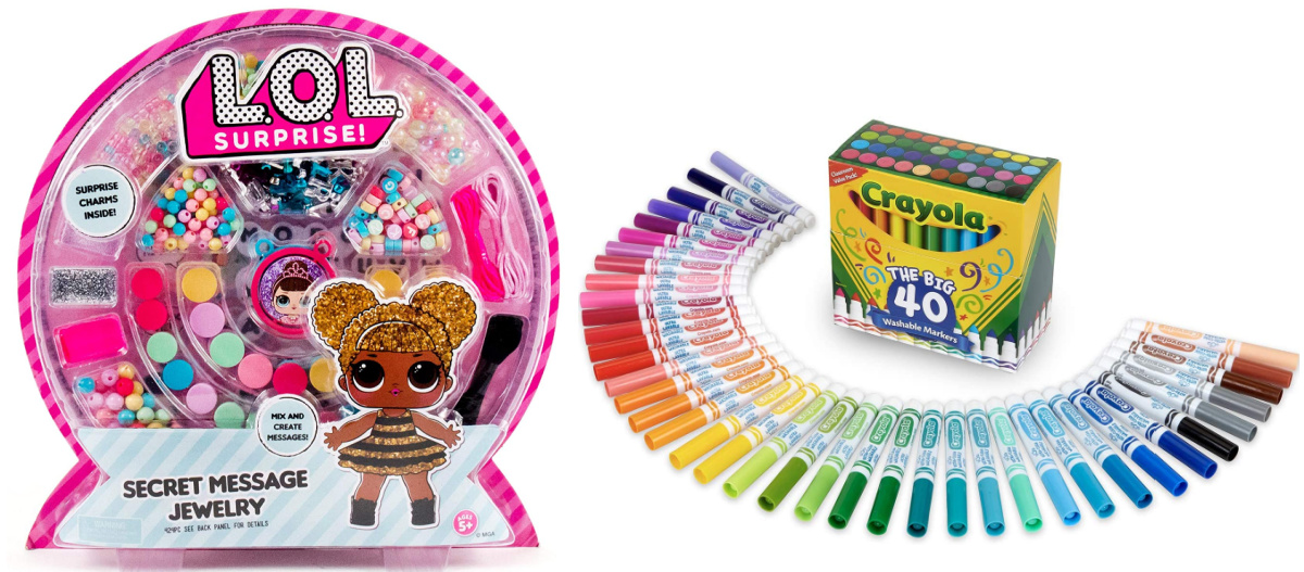 L.O.L. Surprise! Secret Message Jewelry and Crayola 40-Count Ultra-Clean Washable Markers