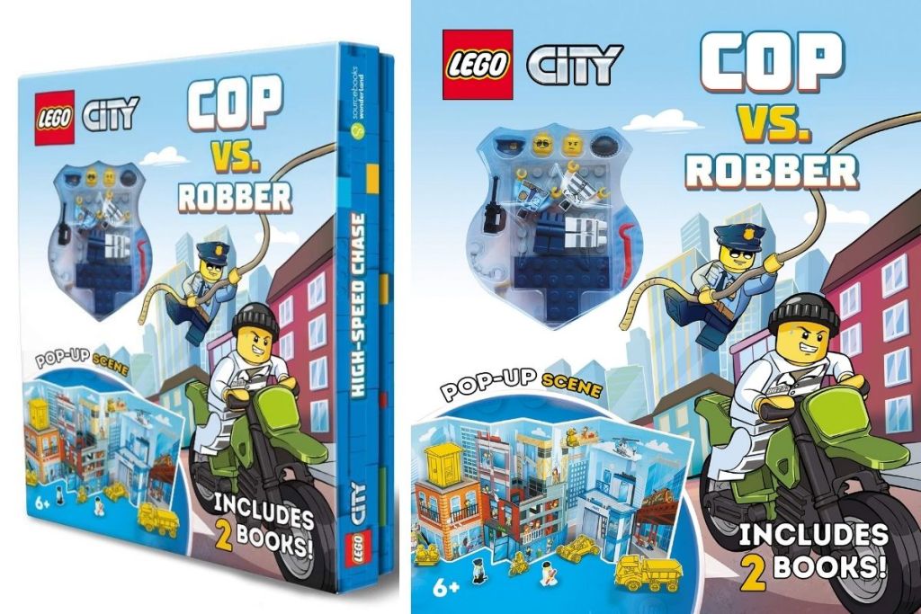 2 views of LEGO City Cop v Robber 2-Book Set in packaging