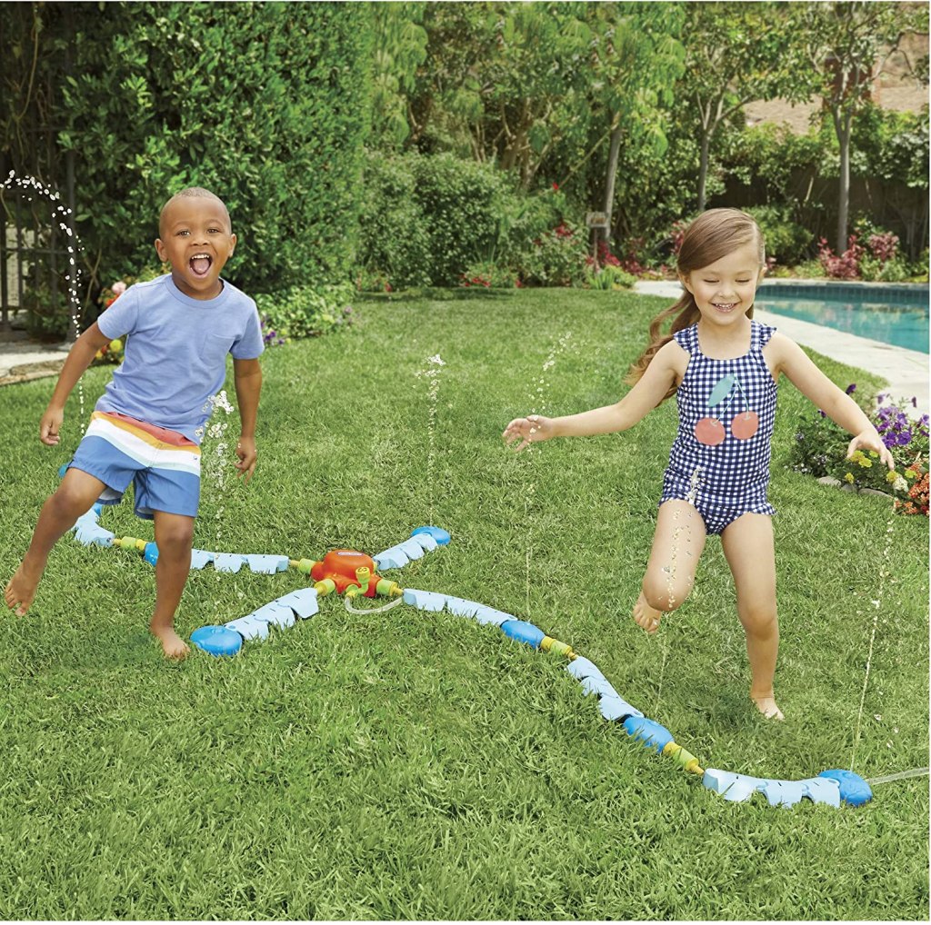 little tikes pool with built in slide and sprinkler