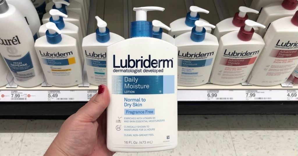 hand holding Lubriderm Lotion in store