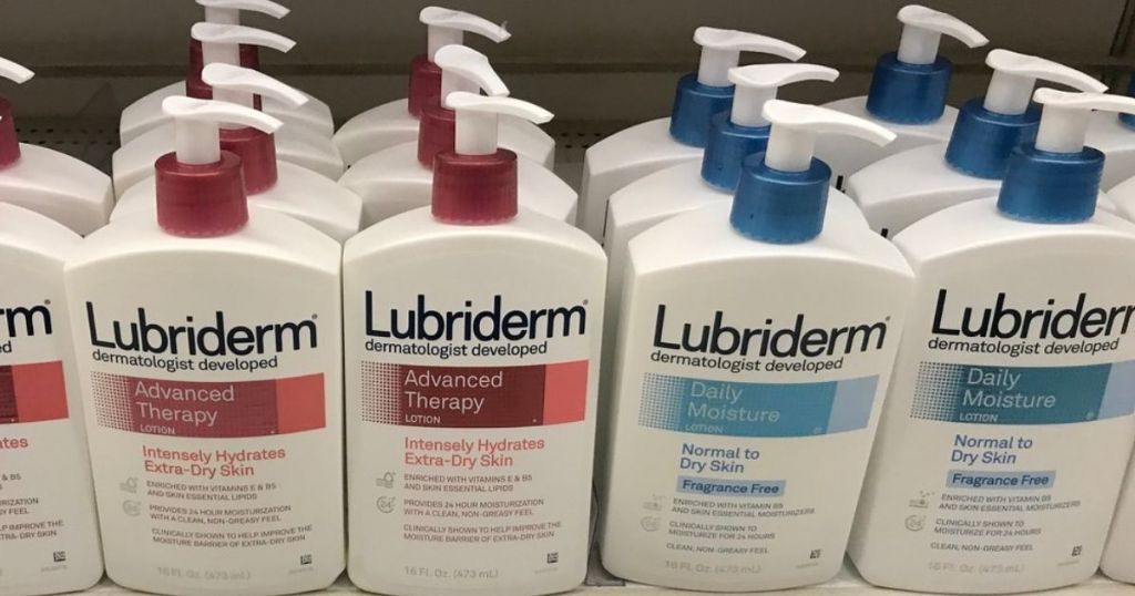 Lubriderm Lotions on shelf in store