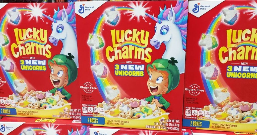 Lucky Charms cereal on display at Sam's Club