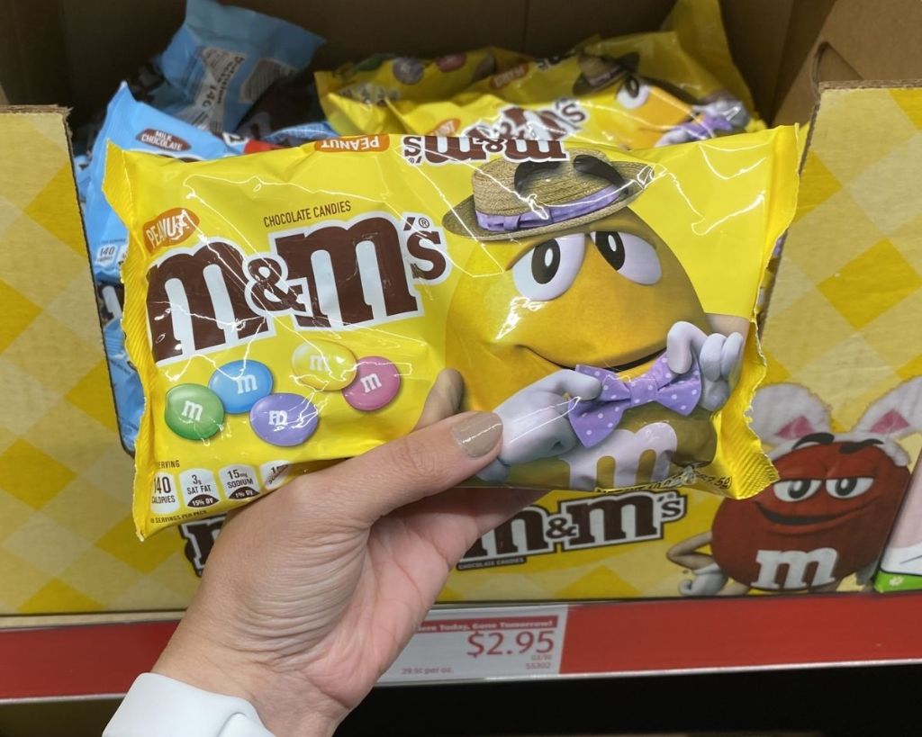 hand holding M&Ms Easter Bag in store