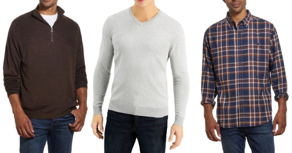 three men wearing shirts