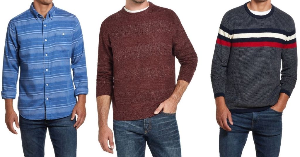 three men wearing sweaters