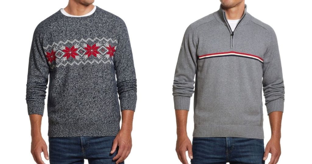 two men wearing sweaters