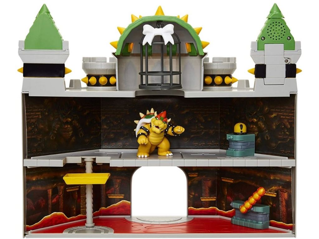 Inside of Nintendo Super Mario Bros Bowser Castle w/ Bowser Figure