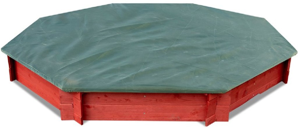 Octagon Outdoor Sandbox with a green cover