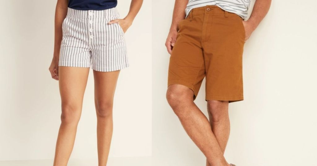mand and woman wearing shorts