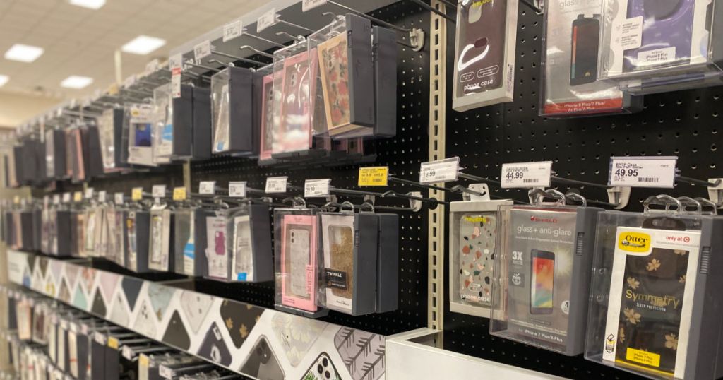 phone cases on shelf