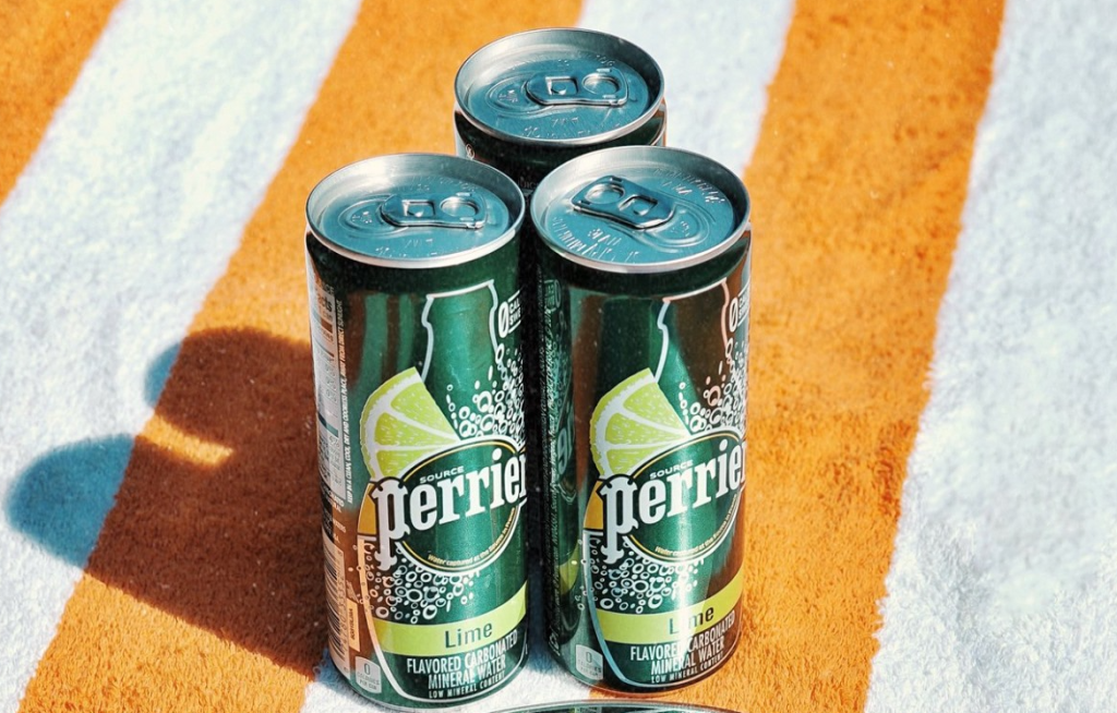 three cans of Perrier