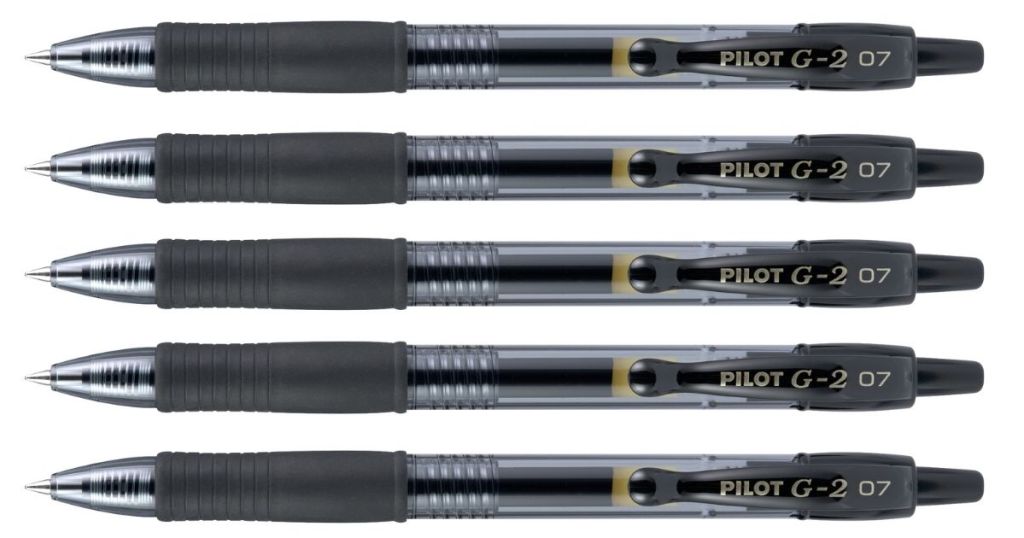 Pilot G2 Gel Retractable Roller Pen 5-Pack in black