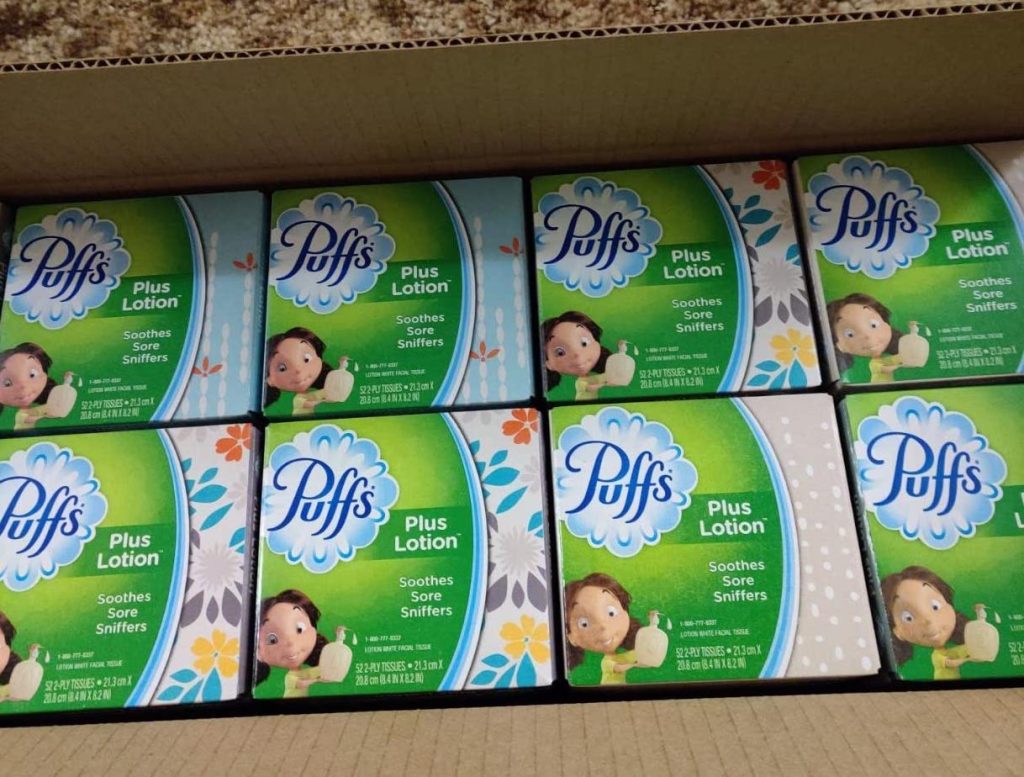 Puffs Plus Lotions in box
