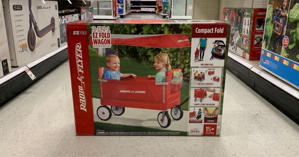 red wagon in aisle