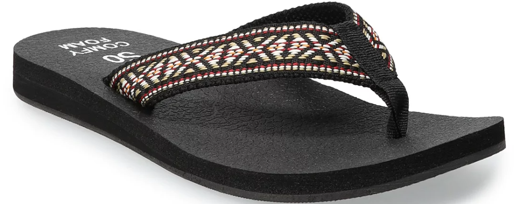 black sandal with design on the strap