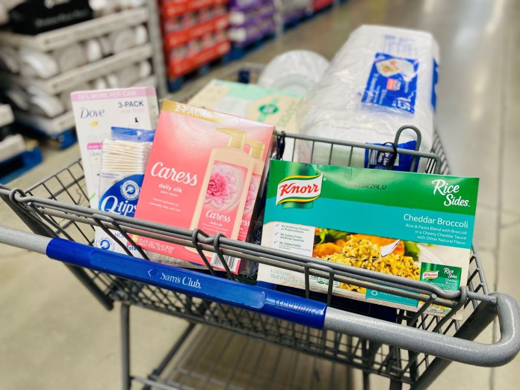 Sam's Club cart filled with groceries