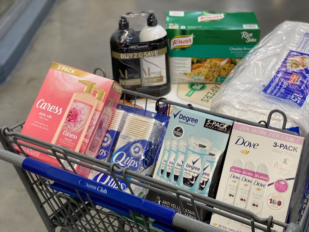 Sam's Club cart filled with Unilever products