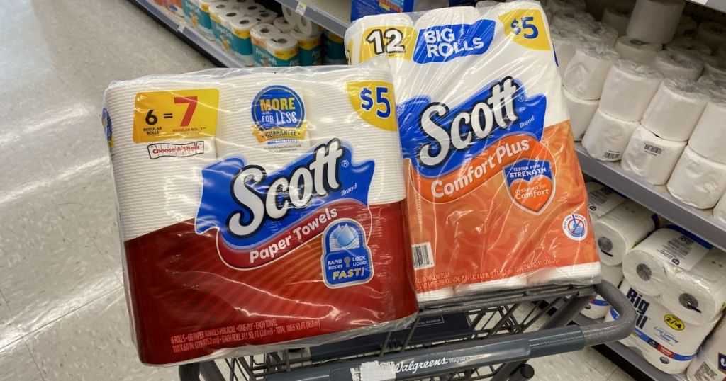 Scott Toilet Paper and Paper Towels in cart