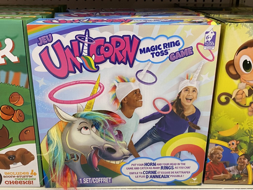 hand holding unicorn ring toss at target 