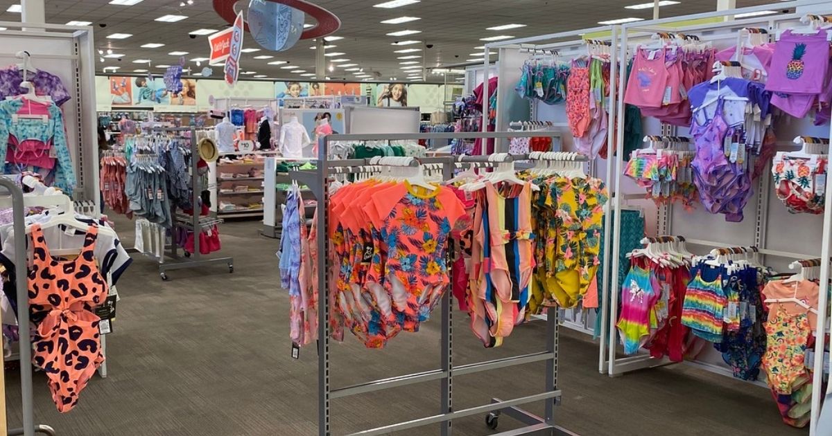 Target Swim on display on racks in store