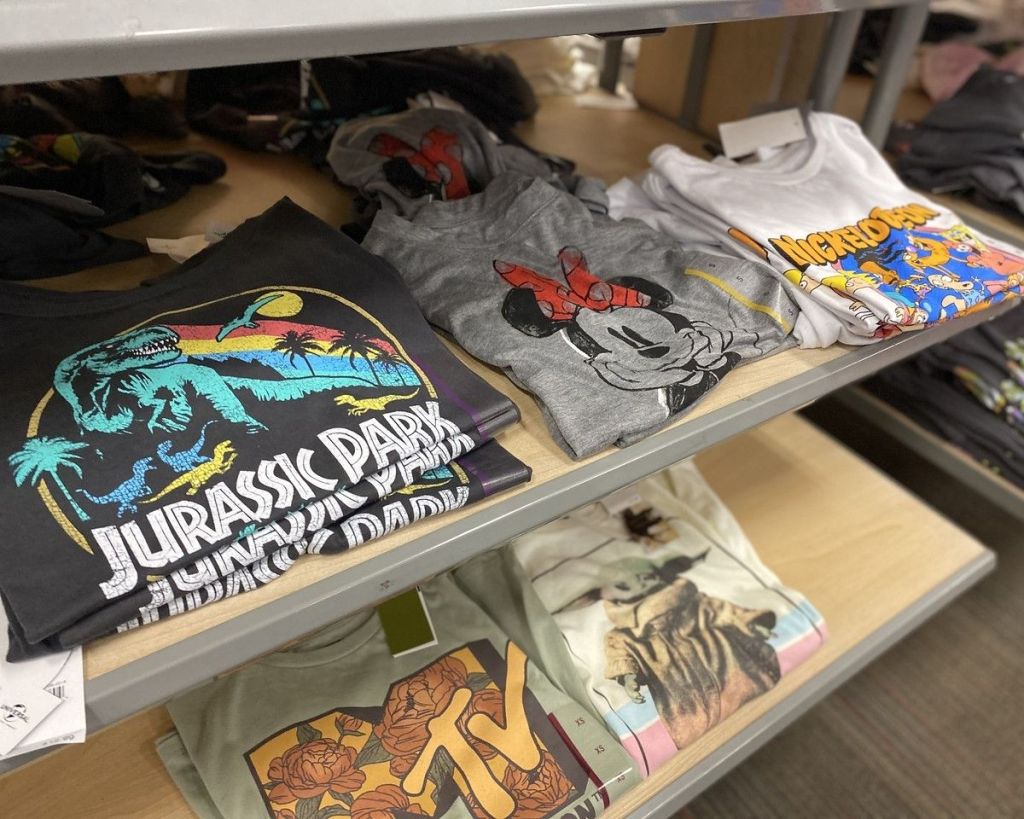 Target TV and Movies Women's Graphic Tees on display in store