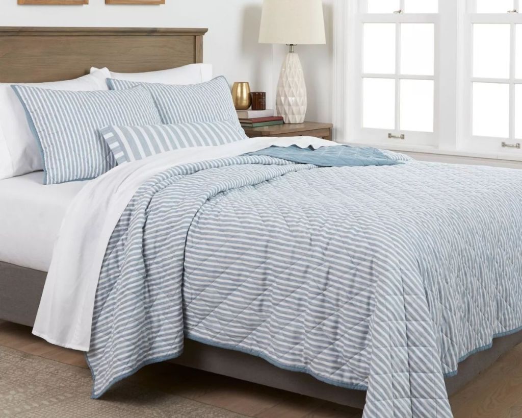 Threshold Connelly Stripe Quilt Set on bed