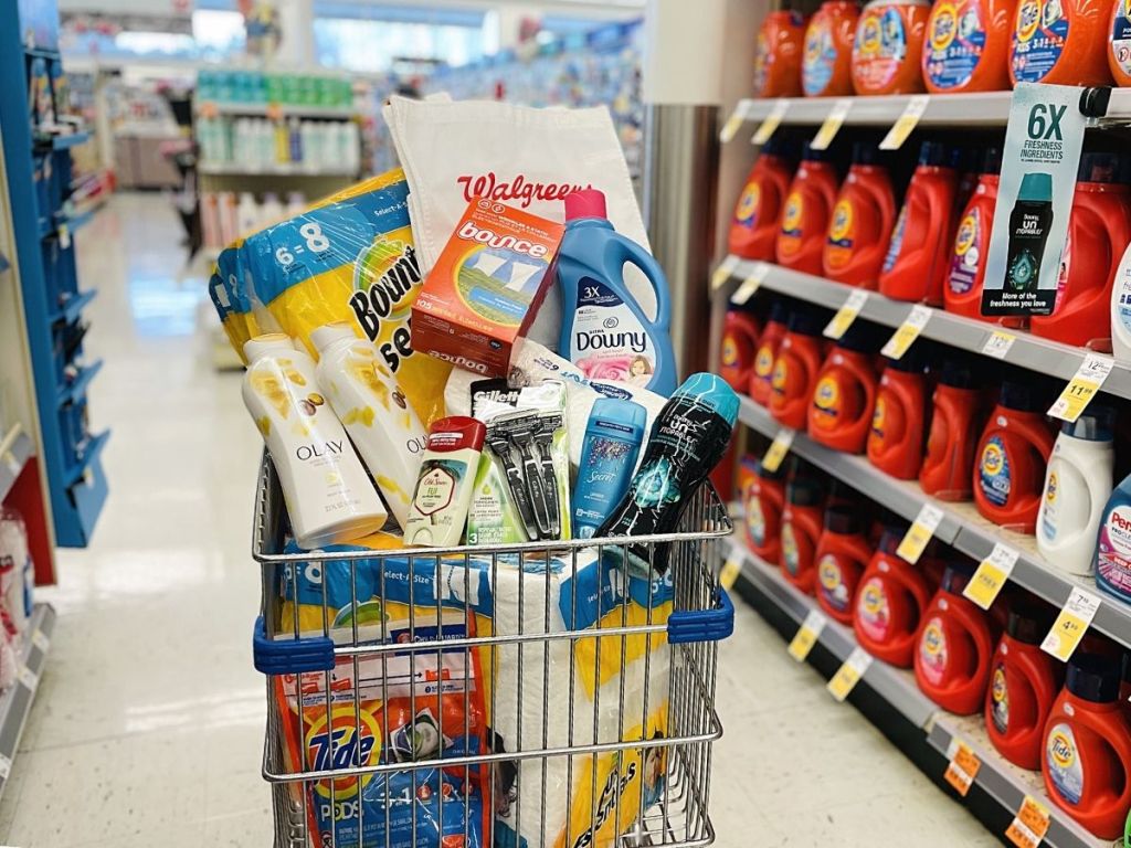 Walgreens Shopping cart full of items
