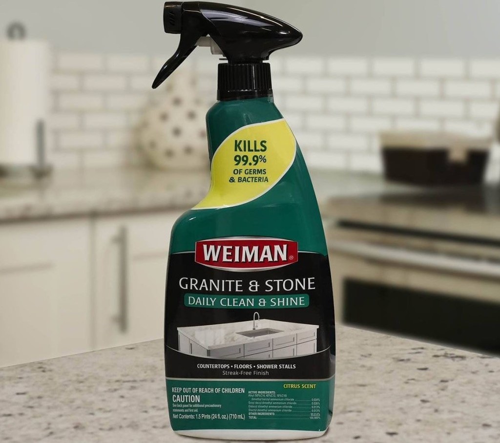spray bottle of granite cleaner