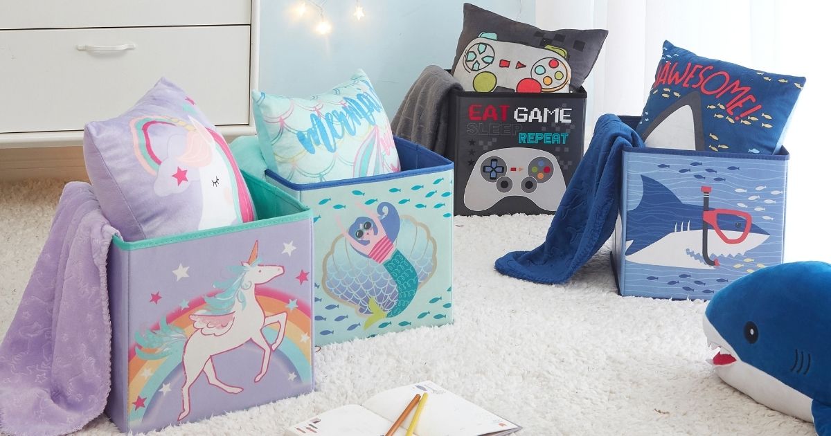 Kids 3Piece Storage Bin, Blanket, & Pillow Set Just 14.88 on