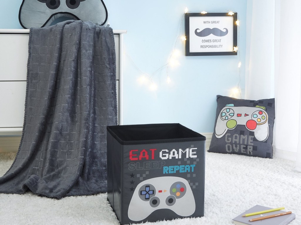 Your Zone Kids 3-Piece Storage Cube Sets- Gamer in bedroom