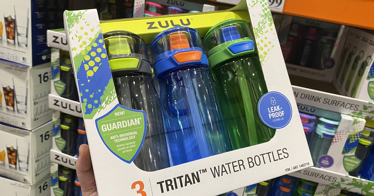 Pack Of 3 ZULU 3 Tritan Water Bottles Leak Proof 