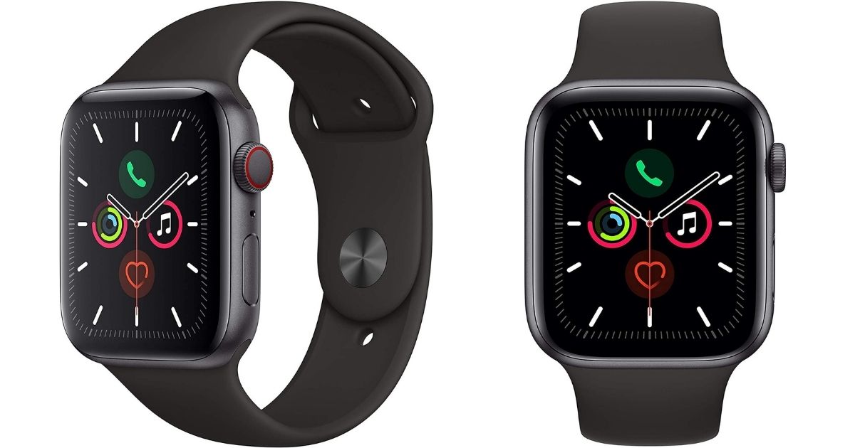 side and front view of black apple watch