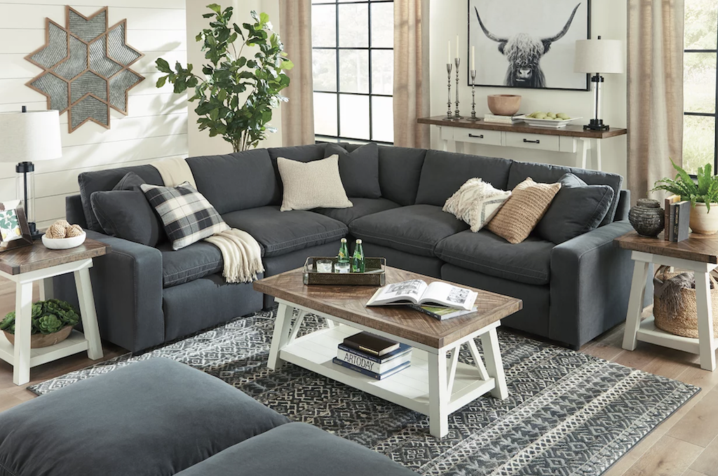 Ashley sectional clouch couch dupe in the living room 